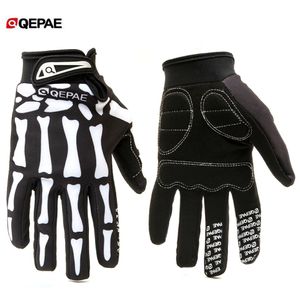 Qeqae Skeleton Pattern Unisex Full Finger Bicycle Cycling Motorcycle Motorbike Racing Riding Gloves Bike Glove for Women and Men 220812 292D