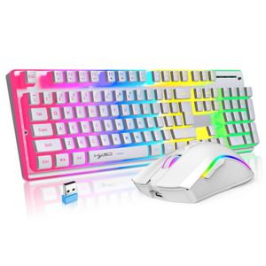 Recarregar o kit de combos de teclado de teclado de pudding sem fio 2.4g teclado de luz de fundo USB RGB e camundongos para jogos para o escritório em casa 240529