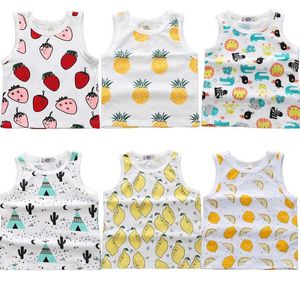 Tank Top Womens Tanks Camis 2024 Cartoon Printing Boys Girls Babys ärmlösa västar Tank Top Toddler Summer Soft Unisex Casual Wear Söta barnkläder WX5.28