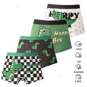 Panties 4 Pcs/Set Kids Boys Underwear Cotton Children Boxer Shorts Dinosaur Cartoon Child Panty Breathable Boys Boxers Briefs Trunks Y240528