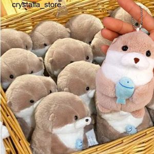 Plush Keychains Cute Otter Holding Fish Plush Keyring Cute Cartoon Mini Pendant Props School Bag Key Wallet Pendant DecorationS2452804 s2452909