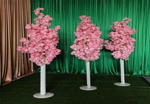 Imitation Cherry Tree Colorful Artificial Cherry Blossom Tree Roman Column Road Leads Wedding Mall Opened Props Iron Art Flower Do2727890
