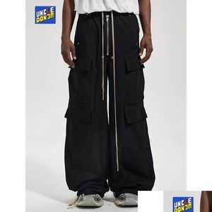 Mens Pants Vintage Zipper Side Pocket Cargo Flared Casual Men Y2K Baggy Japanese Streetwear Trousers 231024 Drop Delivery Apparel Clot Dh9Wi