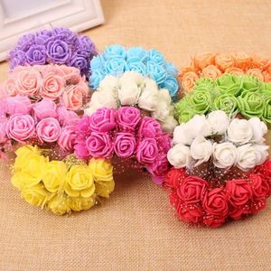 144pcs 2cm pe foamローズ人工花ウェディングパーティーアクセサリーdiyクラフトホーム装飾手作りの花の家の結婚式の装飾