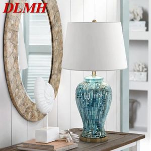 Tischlampen DLMH zeitgenössische Keramiklampe LED Creative American Style Blue Schreibtisch Licht für Dekor Wohnzimmer Schlafzimmer