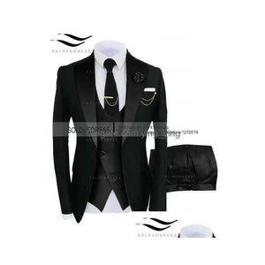 Мужские костюмы Blazers Mens Jacket Добавить штаны жилетки для 2023 г. Случайный бизнес Высококачественный социальный формальный костюм 3 шт.