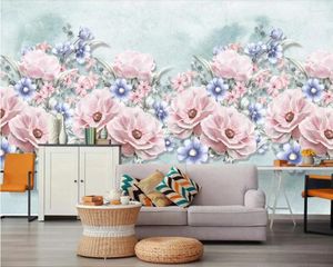 Tapeter papel de parede handmålade akvarell blommor idylliska väggmålning vardagsrum tv -bossa vägg sovrum café bar restaurang 3d tabell r