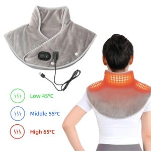 Electric Heating Shoulder Neck Pad USB Cervical Massager Vibration Shawl Brace Wrap Thermal Compress Relieve Fatigue Relax Tools 240528