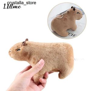 Plush Keychains 12cm simulated Capybara plush toy filled animal keychain soft fluffy Capybara doll bag car key pendant accessoriesS2452804 s2452909