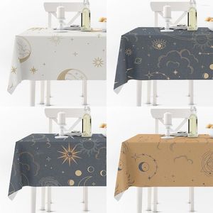Table Cloth Rectangle Tablecloth For Divination Witchcraft Moon Sun Magical White Waterproof Anti-stain Picnic Blanket Home Kitchen Decor
