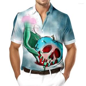 Camisas casuais masculinas projetadas para homens camisa de verão de verão impressão havaiana de manga curta de alta qualidade Halloween