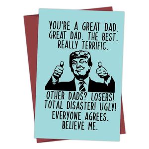 Presentkort 1PC American Trump Hilarious Birthday Card Gift Funny Fathers Day Card Creative gratulationskort gratulationskort med kuvert D240529