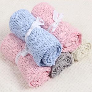 Blankets Cotton Baby Blanket Born Knitted Swaddle Soft Hollow Out Stroller Summer Children's Air Conditioning Wrap Stuff