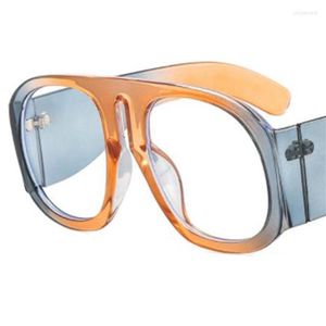 Güneş Gözlüğü Moda Anti-Blue Hafif Gözlükler Unisex Patchwork Eyewear Büyük Boy Çerçeve Gözlük Kişilik Temiz Lens Glassesguglass 266V