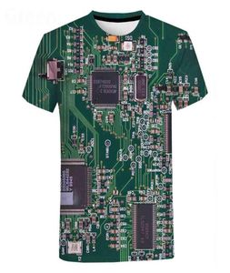 エレクトロニックチップヒップホップTシャツ男性女性3Dマシンプリント特大のTシャツハラジュクスタイル夏半袖ティートップ2108094218419