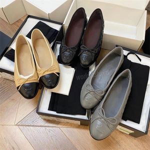 Woman ballet flat double Casual sexy Dress shoe Luxury Designer shoe channel Calfskin leather outdoor shoes man ballerina Loafer slide Dance tweed Fabric sip on shoe