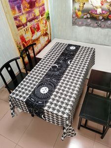 Sun Moon Tablecloth Элегантная водонепроницаемая ткань столовая крышка настенная печь магическая прямоугольная свадебная банкет дома 240529