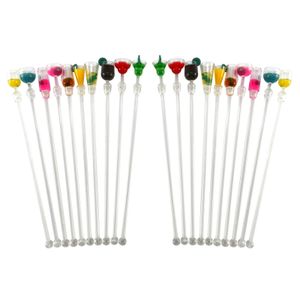 20Pcs Tropical Drink Stirrers Cocktail 9 inch Mixer Bar with Wine Glass Patterns Reusable Gin 240529
