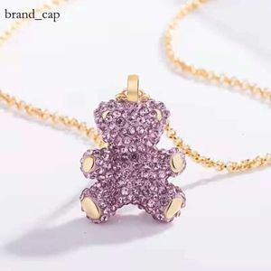 Swarovskis Designer Luxury Fashion swarovski necklace Womenshi Hualuo Counter Pink Beating Heart Bear Teddy Collar Chain Light Valentines Day Gift 423