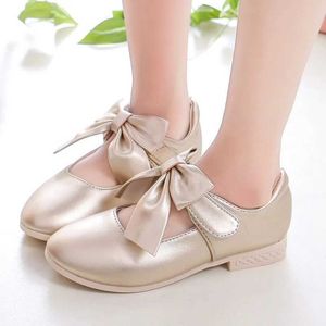 Flat Shoes Girls Princess Shoes Shallow Bowknot Metallic Color Fashion Sweet Girls Mary Janes Shoes Light Non-Slip 26-36 Kids Ballet Flats WX5.28