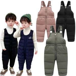 Winterkinder warme Herbstmädchen Jungen Dicke Hosen Baby Mädchen Jumpsuit für 1-5 Jahre hochwertige Kinder Ski-Down Overalls F2405