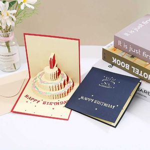 Gift Cards Happy Birthday Gift Card 3D Pop Up Greeting Postcard Warm Friend Kids Blank Fold Invitation Post Cards Party Wedding Decorative d240529