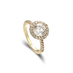 Anéis de casamento Kfvanfi Classic Style Gold Color Big Zircon Single Stone Ring For Women Ladies 304T
