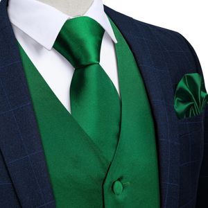 Hochzeitsfeier Grüne Herren Weste Shirt Accessoires Mode Chaleco Hombre für Mann vier Jahreszeiten tragen Großhandel Krawatte Taschentuch 240528