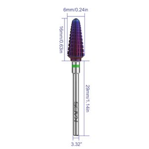 Kads Purple Tornado Carbide Nail Drill Bit 3/32 '' Tungsten Milling Cutter Manicure Pedicure Rotary Tool for Acrylic eller Hard Gels