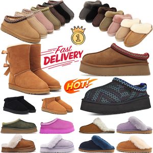 Projektantka Womens Australia Tazz Tazman Boots Chestnut Classic Ultra Mini platforma Kapcieczki wełniane zamszowe slajdy puszyste śnieżne buty bootki rozmiar 35-44 EUR