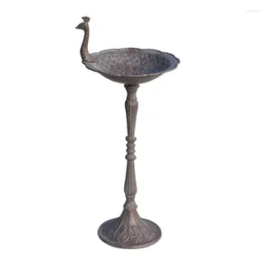 Candle Holders American Country Vintage Iron Candlestick Bird Feed Drinking Plate Home Garden Lawn Decoration
