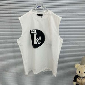 summer solid color fashions men tank top designer vest women casual loose round neck sleeveless shirt letter print large size tops