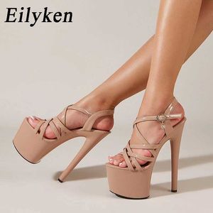 Sandals Eilyken Classic Ultra High Heels 16cm Womens Sandals Sexy Buckle Platform Banquet Pump Shoes Zapatos Mujer T240528