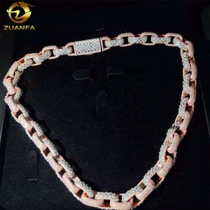 Unique Design Custom Iced Out Jewelry 13mm Rose Gold Silver 925 VVS Moissanite Bracelet Cuban Link Chain