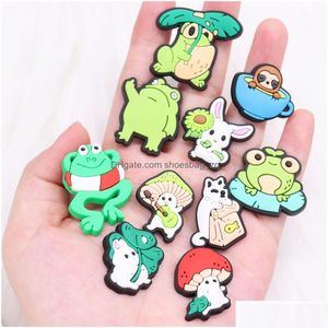 Jewelry Wholesale 100Pcs Pvc Colorf Frog Cat Mushroom Rabbit Animals Shoe Buckle Decorations For Kids Charms Button Clog Backpack Drop Otdgf