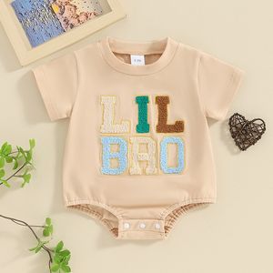 2024-01-11 Lioraitiin Summer Toddler Baby Boy T-Shirts Rompers BIG BRO Fuzzy Embroidered Letter Crewneck Short Sleeve Tops