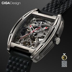 CIGA DESIGN Z Series Titanium Case Automatic Mechanical Wristwatch Silicone Strap Timepiece With One Leather Strap For Free LJ201124 309S