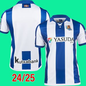Real Sociedad 2024 2025 Soccer Jersey OYARZABAL X PRIETO PORTU DAVID SILVA Football Shirt TAKE 24 25 Carlos Fernandez camiseta de futbol Men kit kids Equipment