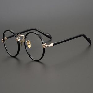 Gli occhiali da sole di moda cornice giapponesi fatti a mano in titanio puro occhiali da uomo retrò telaio rotondo di occhiali ottici prescrizione vintage miopia 265j