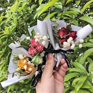 Dekoracyjne kwiaty zachowane mini kwiat róży Bukiet Bukiet Naturalne wysuszone domowe domowe przyjęcie podarunkowe