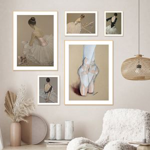 Ballet Dancing Posters and Prints Wall Art Picture Europe Drawing Figure Retro Minimalist Canvas Painting Living Room Home Decor