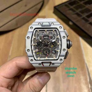 RM Watch Date Business Leisure Carbon Carbon Fiber White Mensipunsial Mens Automatic Mechanical Watch Tape Tide Tide