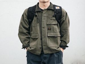 Men039s jackor japanska streetwear vårarmégrön lapel arbetsjacka 2023 Harajuku casual kvalitet rockar Kläder militär till4075507