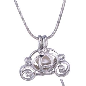 Lockets Askepott Pumpkin Cara Pearl Cage Pendants Cartoon Fairy Gem Beads Charm Montering för modehalsband smycken Drop Deliver Dhqlt