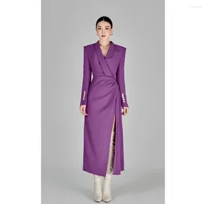Men's Suits Women Purple Overcoat Suit Blazer Trench Coat Jacket Formal Prom Dress Custom Made One Piece