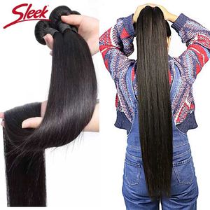 Hair Wefts Sleek Straight Brazilian Hair Weave Bundles Deal Human Hair Extension 8 to 40 inches Remy 1/3/4 X Real Protein Human Hair Bundles Q240529