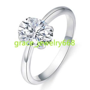 卸売ソリッド9/10/14/18KリアルゴールドGRA認定楕円形6*8mm 1.5ct D VVSモイサナイトダイヤモンドエンゲージメント女性リング