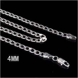 Kedjor mode 4mm i sidled 925 sterling sier choker halsband för kvinnor män lyx smycken storlek 16 18 20 22 24 tum droppleverans p dhbsll