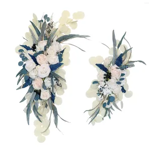 Kwiaty dekoracyjne 2x jedwabny sztuczny kwiatowy łupowe ceremonia wieńca blueery liście girlandy arbor arbor
