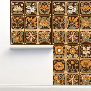 Bakgrundsbilder Marocko Style Imitation Ceramic Tile Wallpaper European Floral Self Adhesive Contact Paper For Kitchen Badrum Väggdekor